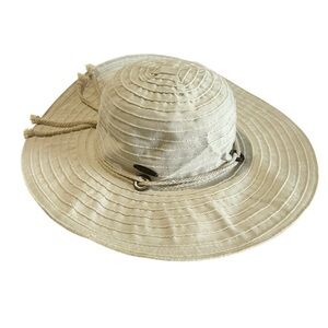 Panama Jack Cream Wide Brim Summer Beach Vaca Hat Unisex Adjustable OS Packable